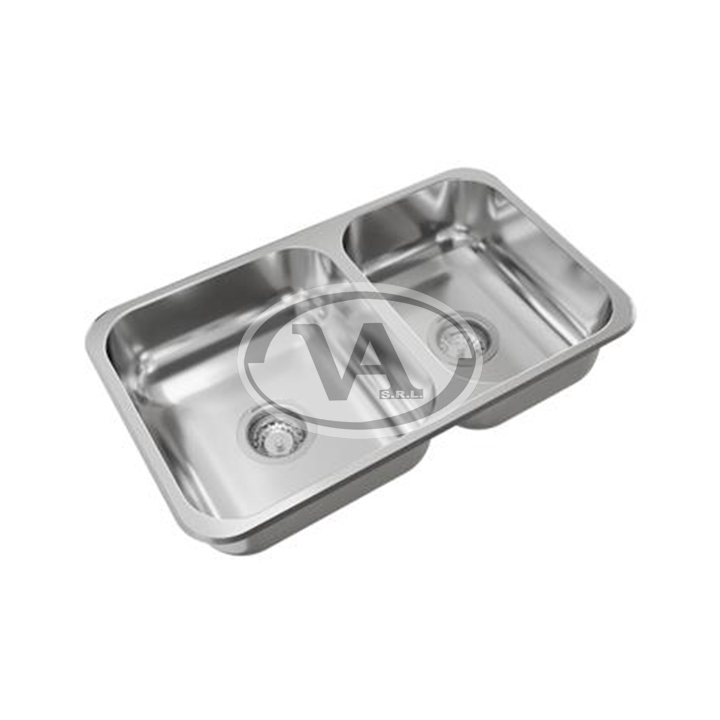 R-63-18-CR Pileta A 304 Acero Inoxidable doble Bacha con Soporte - Imagen 1